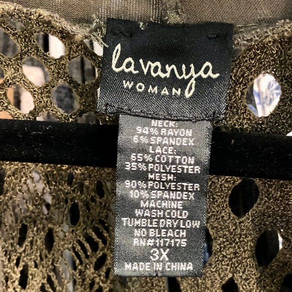 Bundle of two La Vanya Lace Cardigans in gray Sz 1XL & olive Sz 3XL - Picture 12 of 13